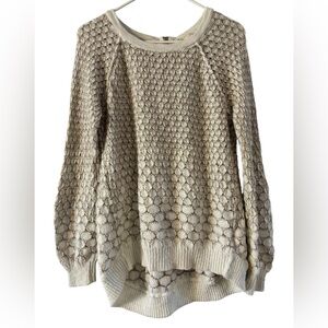 Moth Women's Dot-Dot Ivory/Cream Knit Sweater Back Zipper Detail Size L